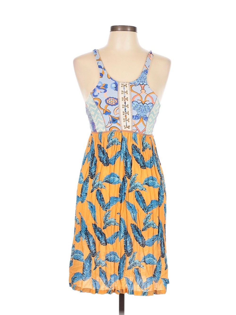 Maaji Yellow and Blue Printed Mini Sundress